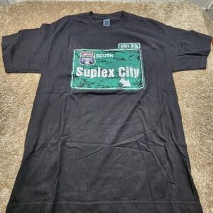WWE Brock Lesnar Suplex City South Graphic T Shirt Mens Large Black Cotton